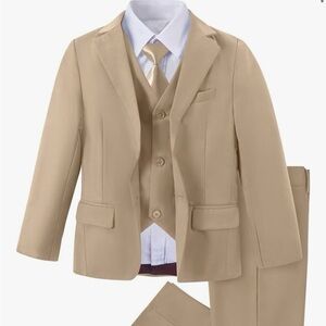 Boys Tan Tuxedo Suit Set (24M, 2T)